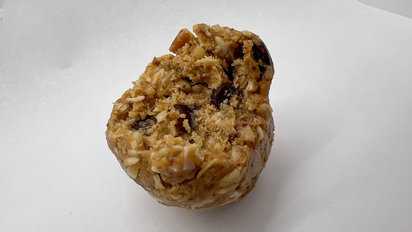 Peanut butter energy lactation ball with chocolate chips